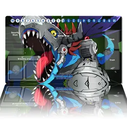 Pads Digimon Playmat Metal Greymon DTCG CCG Card Game Game Game Mat anime Mouse Pad Custom Desk Mat Gaming Accessories Zone Free