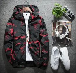 Homens quentes jaquetas camuflagem fina jaqueta casual primavera outono masculino feminino blusão windrunner zíper cardigan casaco ao ar livre com capuz esportes topos