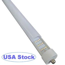 Single Pin FA8 BASE T8 LED-rörljus 8 fot 4 rad 144W, frostat mjölkigt lock, cool vit 6500K, fluorescerande rörersättning, ballast bypass, dubbel-sluten kraft oemled