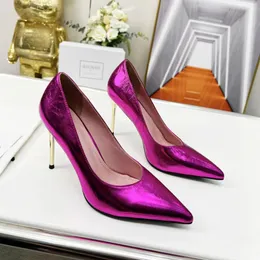 Fashion Pointed Slim Fit High Heel Dress Shoes Women's dermis Shallow mouth Pumps Evening shoes Luxury designer Stiletto heel leather shoes factory footwear With box
