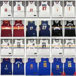 15 Jokic Jersey Adam Kadın Gençlik Dikişli Basketbol 27 Jamal Murray 1 Michael Porter Jr. Jersey Black Wite Kırmızı Yeni Mavi Şehir Çocuklar