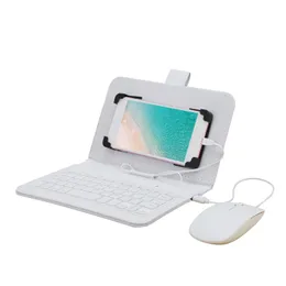 Combos mobiltelefon typec tangentbord musuppsättning med läderskydd för Huawei Samsung Xiaomi HTC iPhone Fit mobiltelefoner