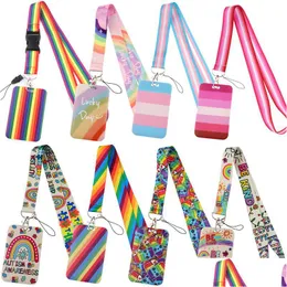 Other Festive Party Supplies Lgbt Design Rainbow Id Card Badge Holder Gay Pride Neck Phone Strap Keychain Lanyard Jewelry Accessor Dh4Up