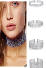 Women Fashion Bridal Rhinestone Crystal Necklace Jewelry Cheap Chokers Necklace For Women Silver Colored Diamond Statement1100518