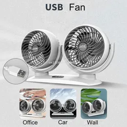 Gadgets USB 5V portátil Dual Cabeça Cabeça Air Air Condicionador de Ar Condicionado de 360 graus de 360 graus Ventilador de desktop do veículo com veículos