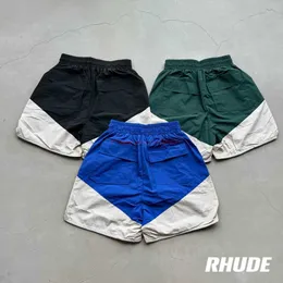 Mens Shorts Mens Shorts Designer Short Fashion Casual Clothing Beach Shorts Canned Rhude 23fw High Street Heavy Industry Spliced Woven Couple Loose Joggers Sport wa