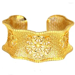 Brangle Wide Bracelets 24K Медные хабеша для женщин золотой цветовой дугой в форме африканской индийской сети