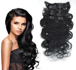 Peruvian Hair Body Wave 1 black Clip In Hair Extensions Clip In Human Hair 7PcsSet 16quot22quot4082850