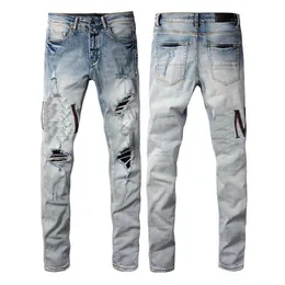 M New High quality Jeans Torn and Ripped motorcycle pants Slim Fit Motorcycle jeans Men's Designer jeans Size 28-40 #18