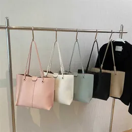 Big Shoulder Bags for Women Large Capacity Solid Color Leather Tote Bag Lady Travel Simple Handbag 230424