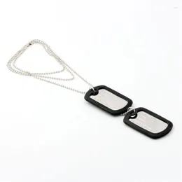 Pendant Necklaces Fashion Military Army Style Black Four-Row Letter Double-Row Dog Tags Chain Mens Necklace Men Link