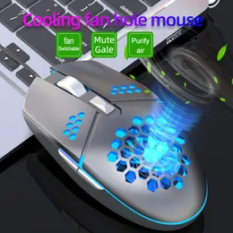 Mouse profissional com fio para jogos, mouse usb rgb com luz led de 6 botões para computador óptico mudo gamer com ventilador de resfriamento para pc laptop