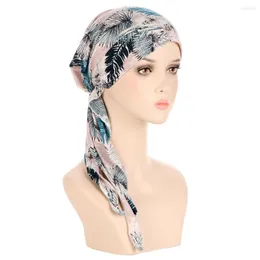 Ethnische Kleidung Mode Frauen Lange Schwanz Headwraps Vorgebundene Turban Kappe Muslimisches Kopftuch Motorhaube Musulman Femme Stirnband Baumwolle Turbante Hut