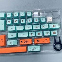 Accessori XDA V2 TEY TYE HAPPY PLASET SET PBT spesso per tastiera GH60 Poker 87 TKL 104 ANSI XD64 BM60 XD68 XD84 XD96 Ciano arancione