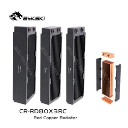 Cooling Bykski Black Water Cooling 80mmx3 240mm Copper Radiator About 30/40/60mm Thickness For Server 80mm Fans CRRD80X3RCTK