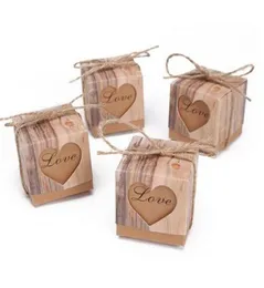 Boîte à bonbons en papier Kraft coeur creux amour coffrets cadeaux décoration de fête de mariage Faovrs bébé douche 50 pcslot New8057619