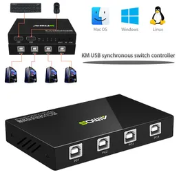 Switches KM switcher USB synchronizer control 4 PCs Plug and Play Game USB Switch 4Ports KM USB synchronous switch controller USB Hub