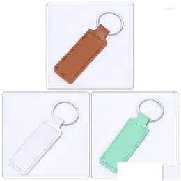 Keychains Lanyards Creative Pu Leather Key Chain Simple Business Car Accessories Pendant Drop Delivery Fashion DH01F