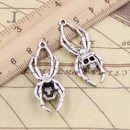 10 Stück Charms Totenkopf Spinne Halloween 40 x 16 mm tibetische Bronze Silber Farbe Anhänger antike Schmuckherstellung DIY handgemachtes Handwerk