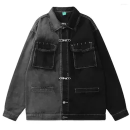 Herrjackor Mäns denimjacka Harajuku Loose Hip Hop Casual högkvalitativ stavfärgbroderi Jean Coat