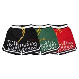 Designer Kort Mode Fritidskläder Strandshorts Rhude Morants Upper Body Street Mesh Basketbollshorts Sommar Lössittande Trend Fritidsshorts Joggare Sport