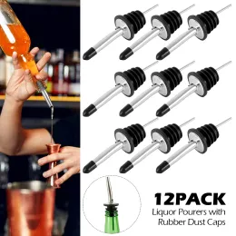Steel Bottle Pourer Set of 12 Pouring Wine Glasses Oil Pourer Conical Wine Pourer with Dust-Proof Rubber Caps