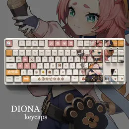 الملحقات Genshin تأثير السمة Diona PBT مفاتيح 108 مفاتيح لوحة المفاتيح الميكانيكية ملف تعريف OEM فقط keycaps manyudou