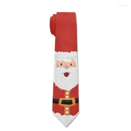 Bow Ties HYCOOL Red Green Christmas Tie Novelty Xmas Tree Elk Pattern Santa Claus Snowflake Slim Necktie For Festival Theme Gift