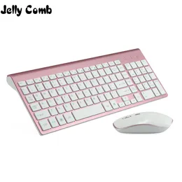 Combos Jelly Comb 2.4g لوحة المفاتيح اللاسلكية ومشط الفأر كامل الحجم 102 مفاتيح Lownoise USB لوحة المفاتيح اللاسلكية لجهاز الكمبيوتر المحمول الكمبيوتر