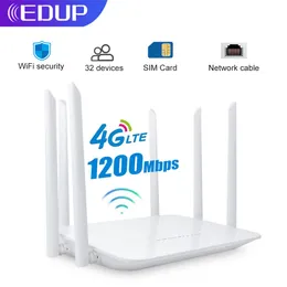 Routers EDUP 1200Mbps WiFi Router 4G LTE Wireless WiFi SIM Card Router Mobile Router Support LAN Port Wireless Portable Router Hotspot