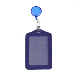 Storage Bags Retractable Card Cover Men Women Work Name Holders Transparent Business Id Badge Lanyard Holder Leather Case