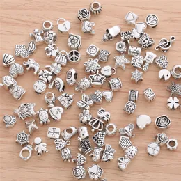 Verkauf 60 Teile/satz Verschiedene Stile Retro Metall Große Perlen Zubehör frauen Mode Armbänder Schmuck Machen Liefert Charms DIY