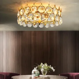 Taklampor Kristall lyx LED -ljus svart eller guld rund lampa för vardagsrum restaurang sovrum hall deco panel