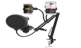 Professional Recording Microphone Suspension Boom Scissor Arm Stand Mic Stand Bracket Holder For K Song With Phones Holder2866991