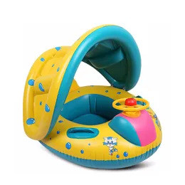 Sand Play Water Fun Baby Float Inflatable Swimming Ring Accessories Infant Circle Swim Floaties Sunshade Boat Pool Floating Seat Toys for Children 230526