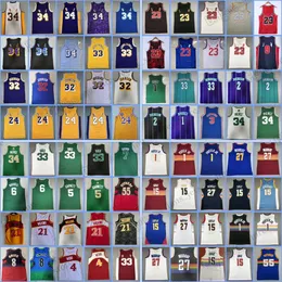 Basket stitched tröjor Iverson Jokic Murray Porter Iverson Anthon Mutombo Erving Rose Pippen Rodman Bibby Webber James Robinson McGrady