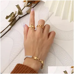 Chain Link Bracelets Zircon Stitched Exaggerated Bracelet Necklace Personality Light Luxury Design Lover Gift Jewelry Drop Delivery Dhi0C