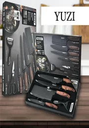Rostfritt stål Kök Knivar Set Chef Knife Scissor Ceramic Peel Meat Cleaver Slicing Tools Utility Cooking Tool9205046