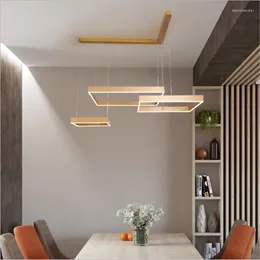 Pendant Lamps Modern Nordic Bedroom Living Room Dining Led Chandelier Creative Personality Acrylic Golden Brown Square