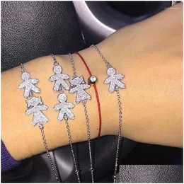 Braccialetti con ciondoli Beautif Real 925 Sterling Sier Baby Boy Girl Figura Bracciale Pave Crystal Per le donne Madre Gioielli eleganti Drop Deliv Dhkag