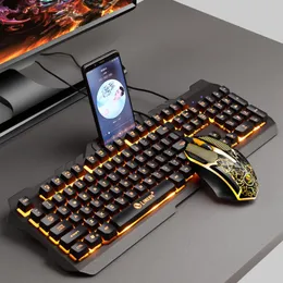 Combos Metal Gaming Keyboard Mouse Combos Mekanisk känsla RGB Led Backbellit Gamer Keyboards USB Wired for Game PC Laptop Computer