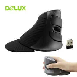 Fareler Delux M618GX Ergonomik Dikey Kablosuz Fare 2.4GHz 6 Düğmeler MAUE 1600dpi Optik 3D Dik Fareler PC Dizüstü Bilgisayar İçin