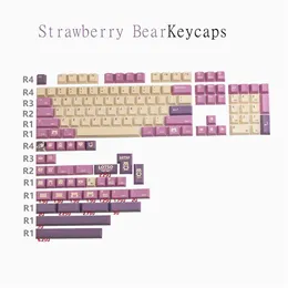 Acessórios 140 Keys PBT Strawberry Bear Keycaps Cherry Perfil Dyesublimation for Gaming Mechanical Keyboard GK61 64 68 84 87 96 104 108