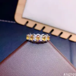 Küme Yüzükleri 925 Saf Gümüş Çin tarzı Doğal Sarı Safir Kadınlar Lüks Klasik Basit Ayarlanabilir Gem Sır Ring Güzel Takı