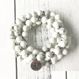 Perlenstrang 2022 Stil Hohe Menge Natursteinarmband 108 Mala Yoga Weißer Howlith Schmuck Drop Lieferung Armbänder DHFUD