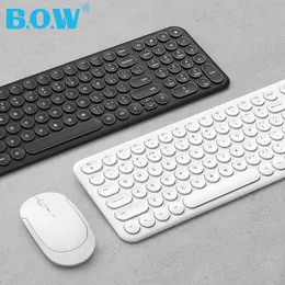 Combos B.O.W Teclado Recarregável Sem Fio Estável 2.4Ghz Conectado Teclado de Mouse Silencioso Digitação Bastante e Confortável para Computador/PC