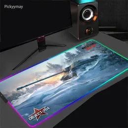 Rests World Of Tanks RGB Gaming Mouse Pad Mousepad Mause Mat Carpet LED Backlight Mice Pad Gamer Computer Deskmat Large Pc Accessories