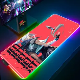 RESTS Valorant LED Gaming Mouse Pad RGB Büyük Klavye Kapağı Slip Kauçuk Yumuşak Bilgisayar Halı Masası Mat PC Oyun Oyun Mousepad XXL