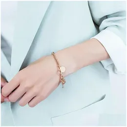 Chain Link Bracelets Stainless Steel Ladies Bracelet Fashionable And Simple Creative Roun Gourd Drop Delivery Jewelry Dhv1E