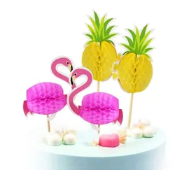 Andra festliga festförsörjningar 2040st Flamingo Ananas Cake Toppers Cupcake Flags Hawaiian Wedding Birthday Decoration Kids FA1010537